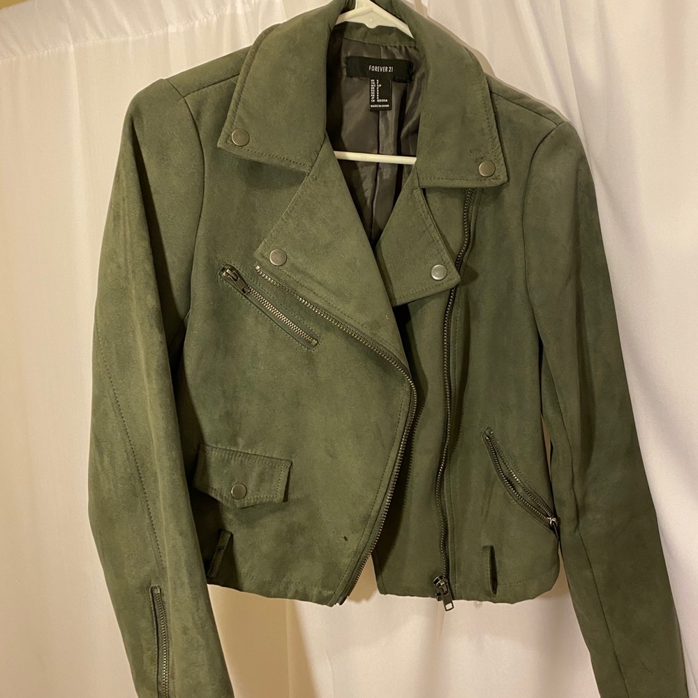 Suede olive green jacket